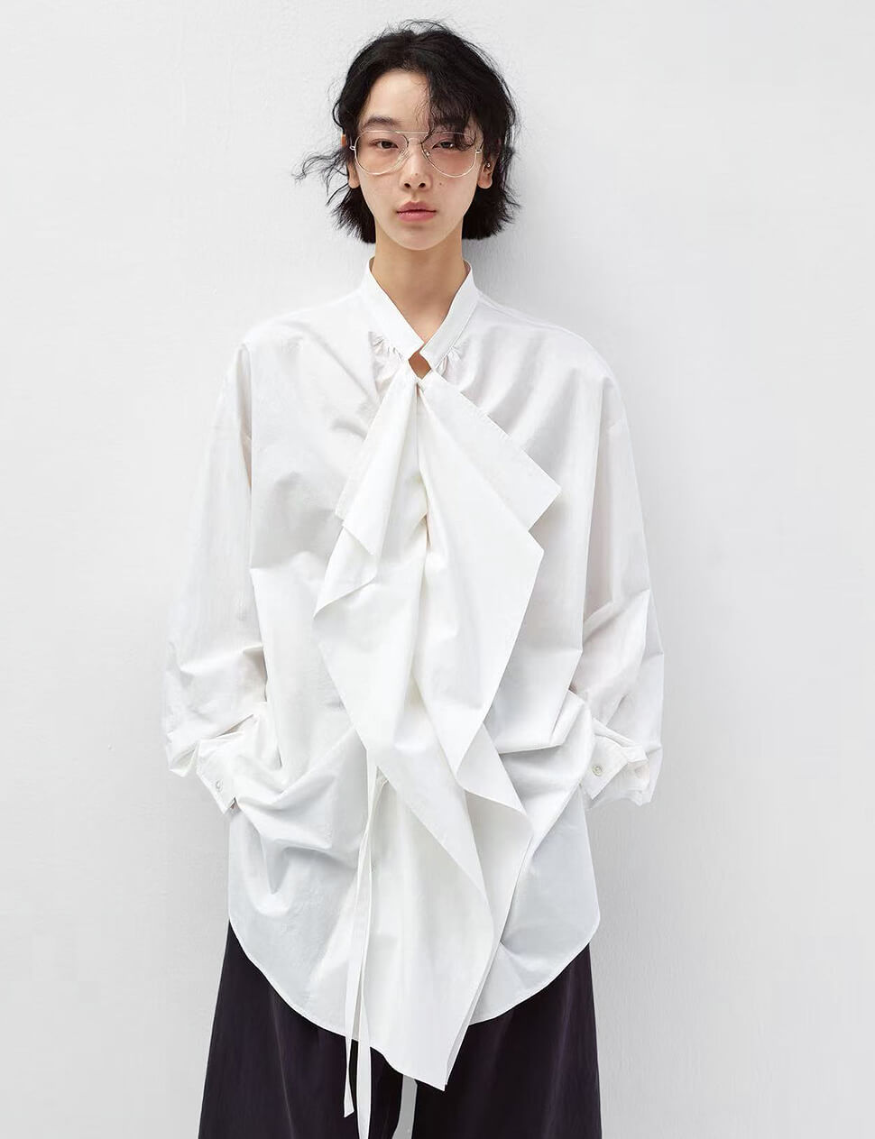 White Ruffled Oversized Shirt -PREORDER