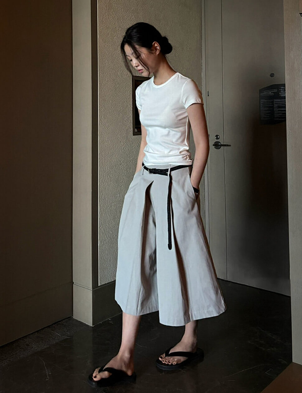 Grey Belted Pleated Long Shorts-PREORDER