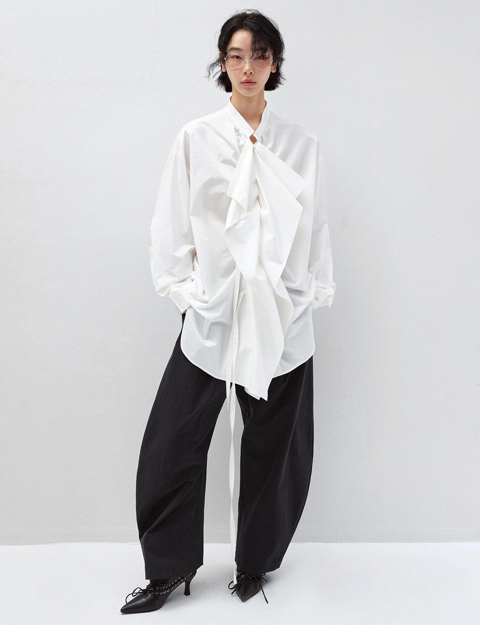 White Ruffled Oversized Shirt -PREORDER