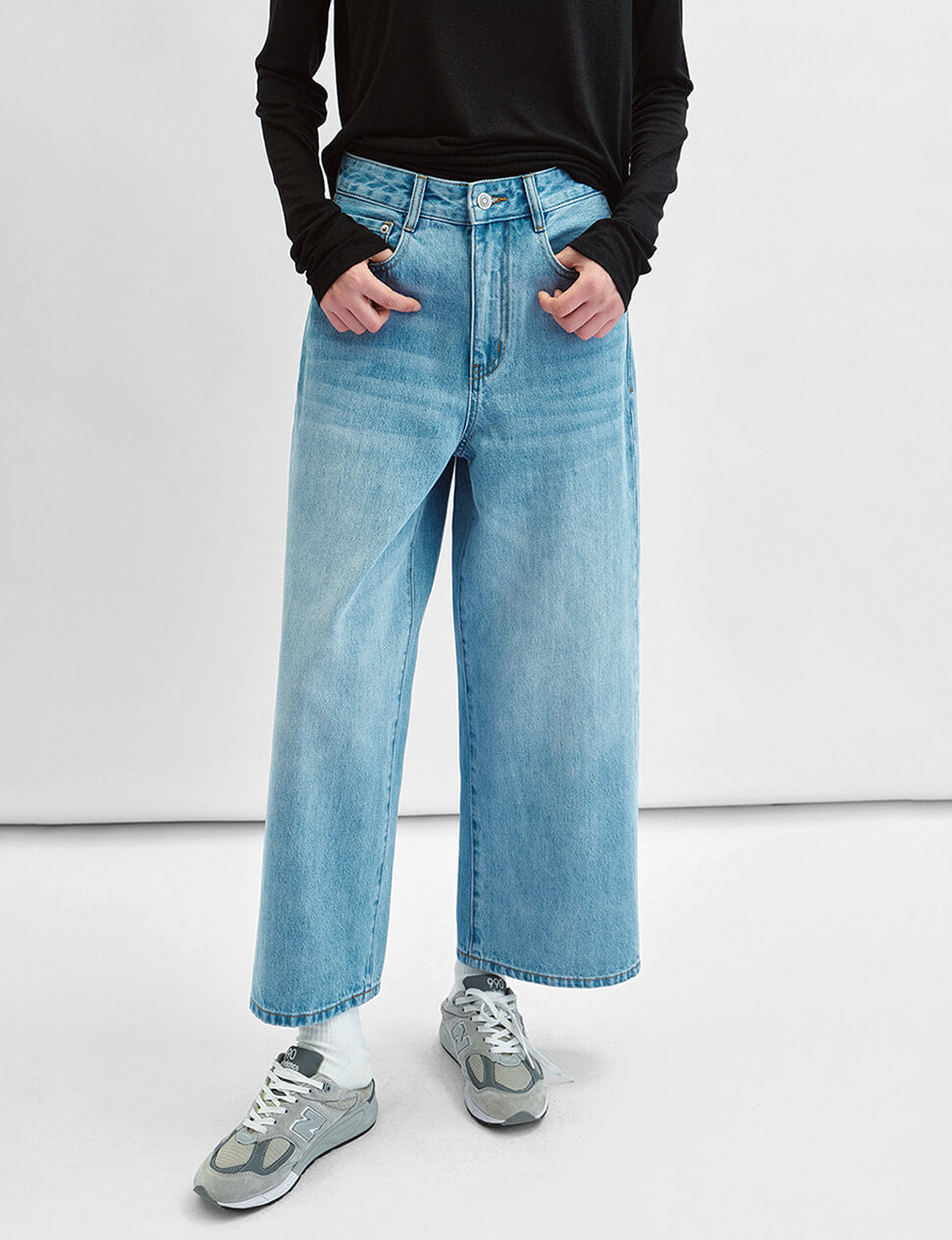 High Rise Wide Leg Cropped Jeans-PREORDER