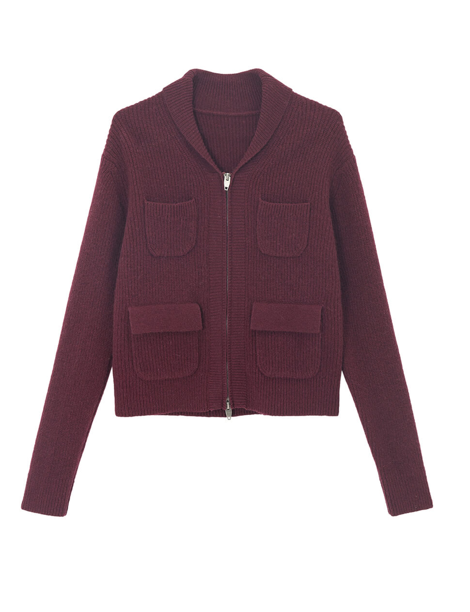 Bordeaux Pocket Zip Cardigan-PREORDER