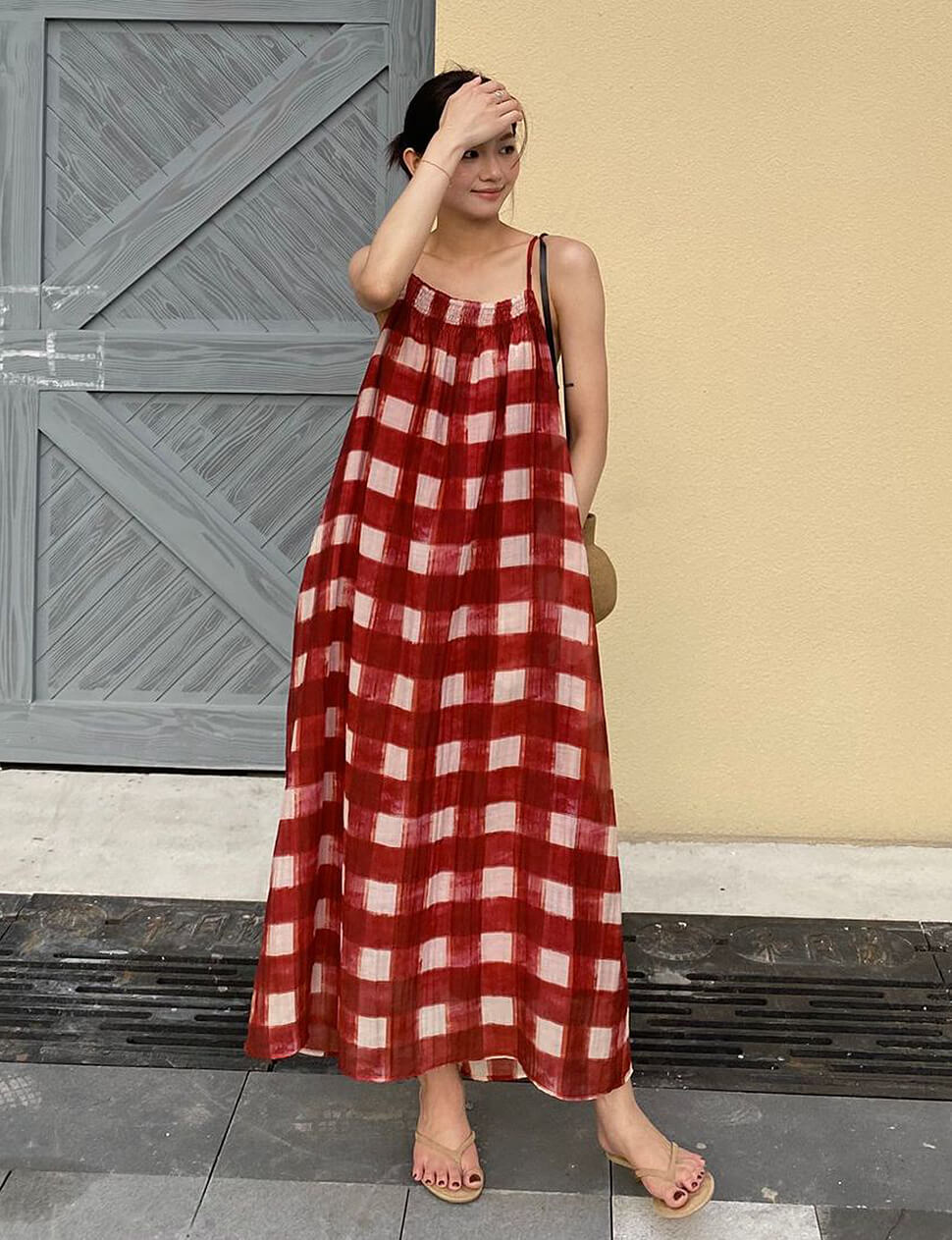 Red Gingham Slip Dress-PREORDER