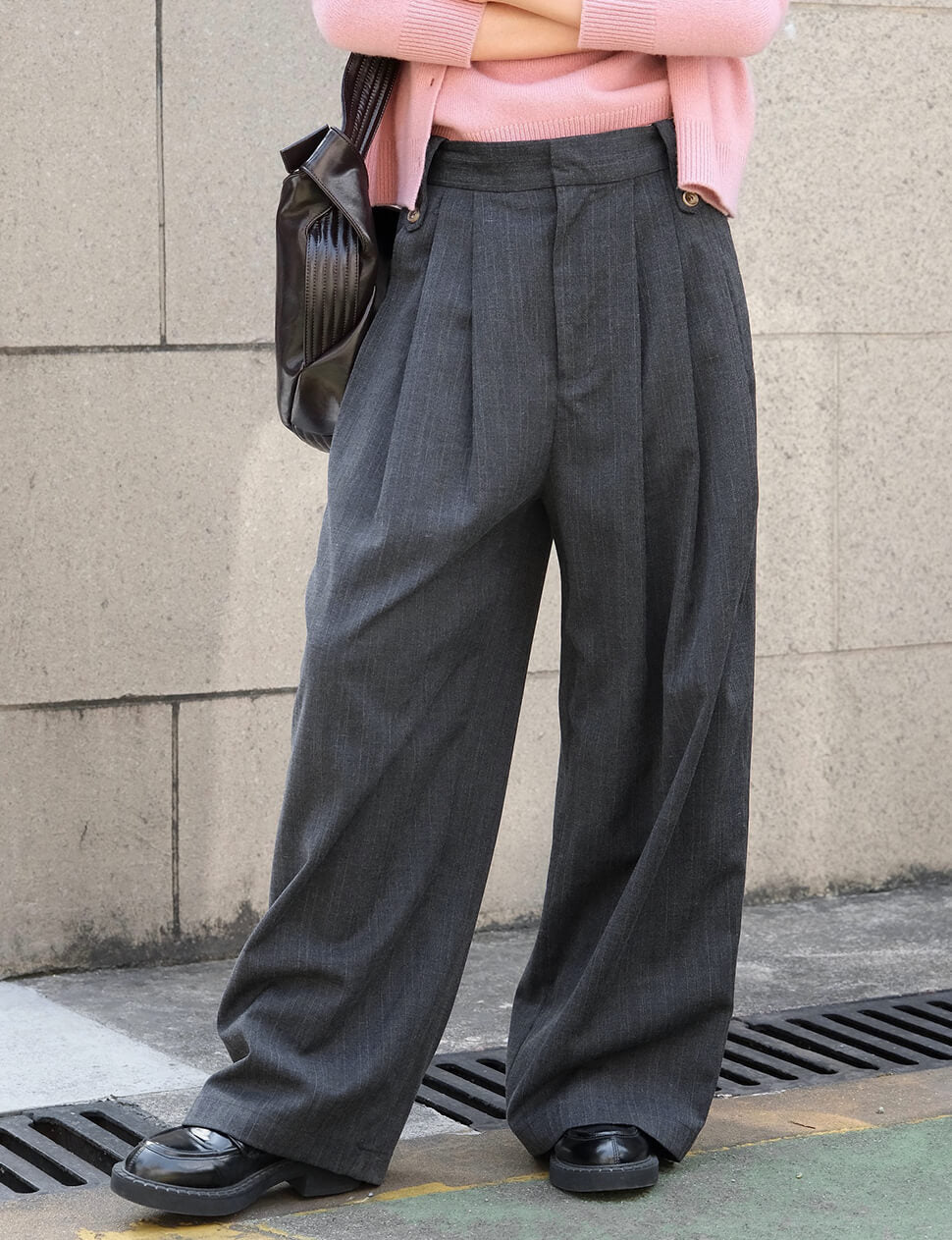 Charcoal Wide Leg Pants -PREORDER