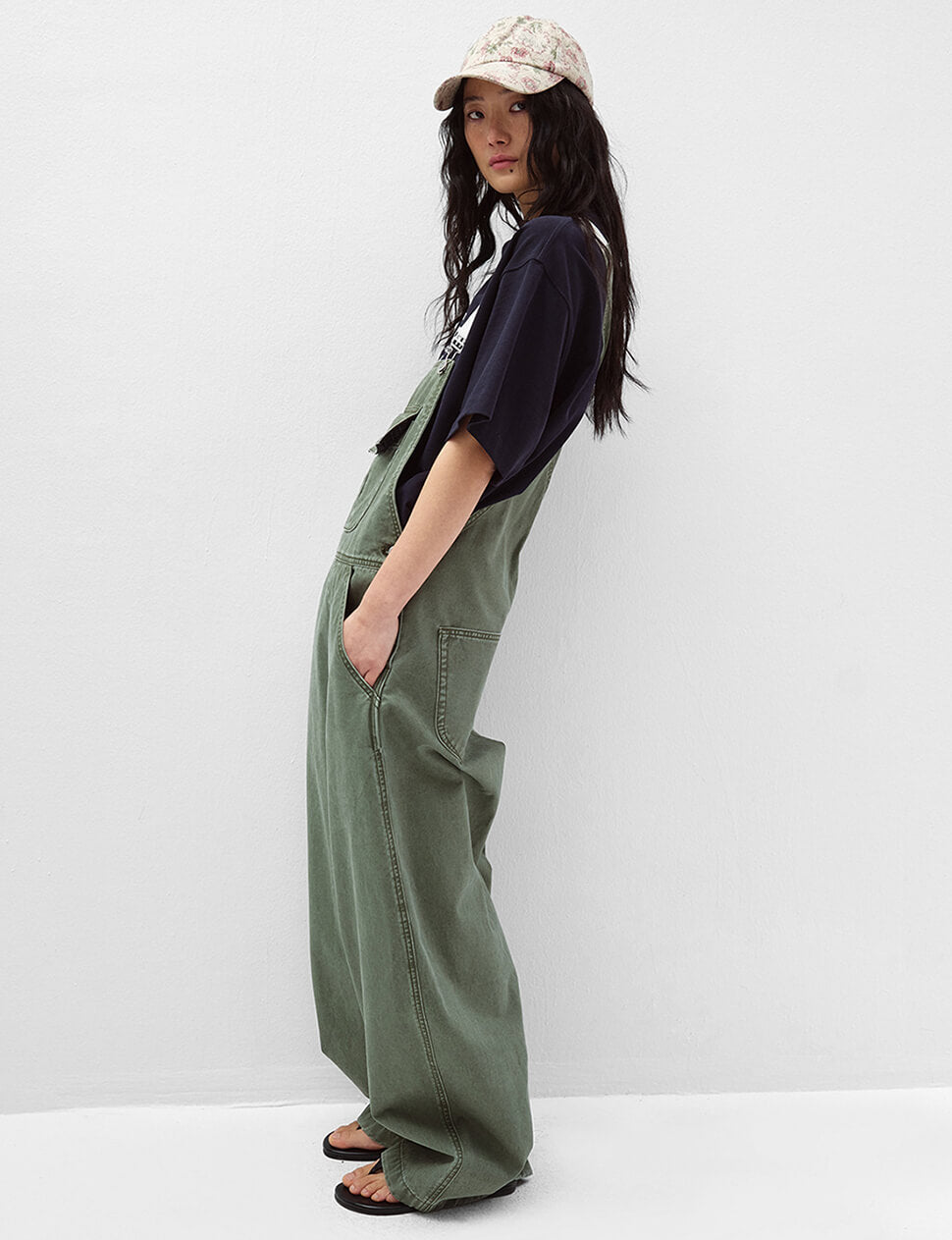 Wide-Leg Khaki Overalls-PREORDER