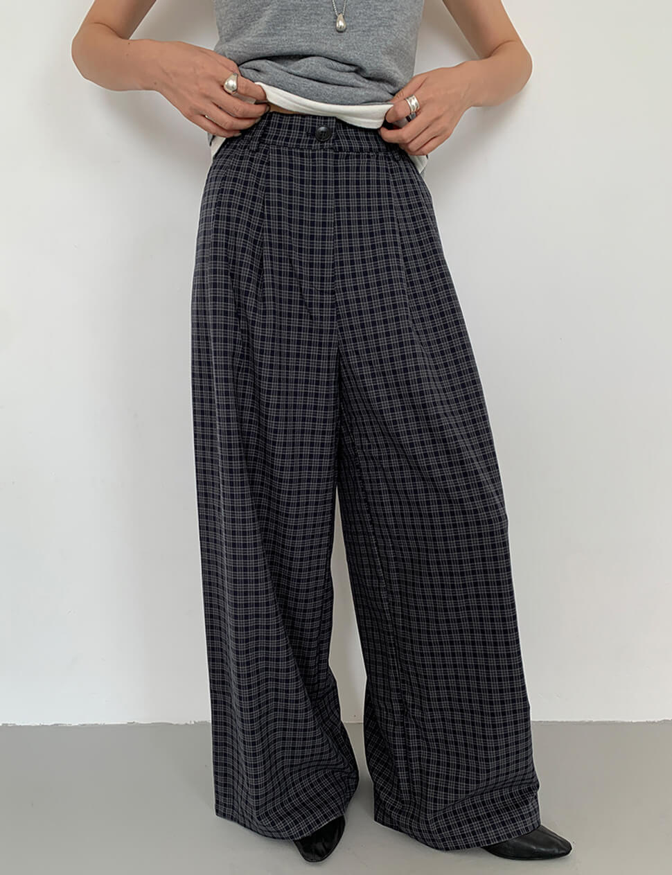 Navy Plaid Pants -PREORDER