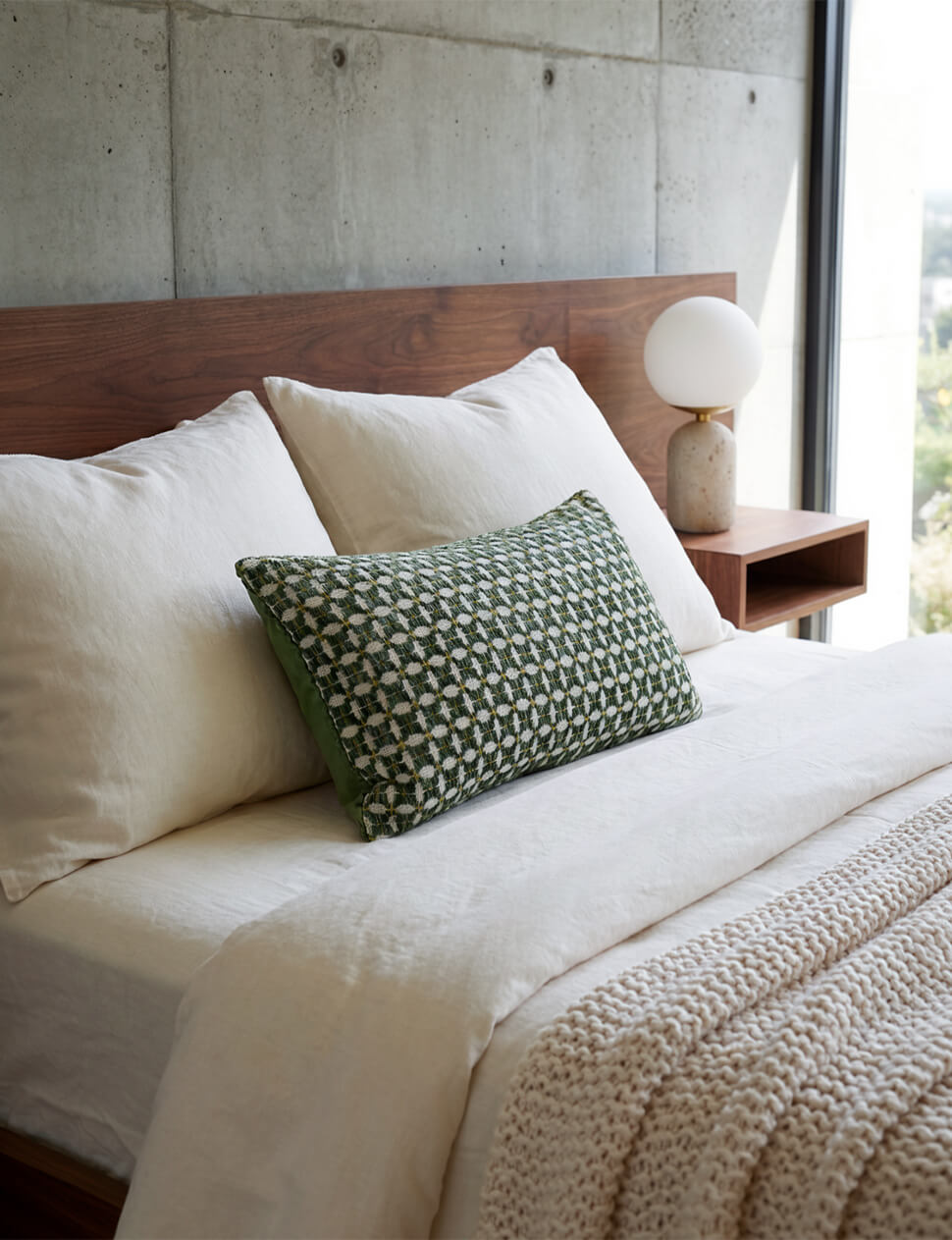 Sage Green Geometric Lumbar Pillow Cover