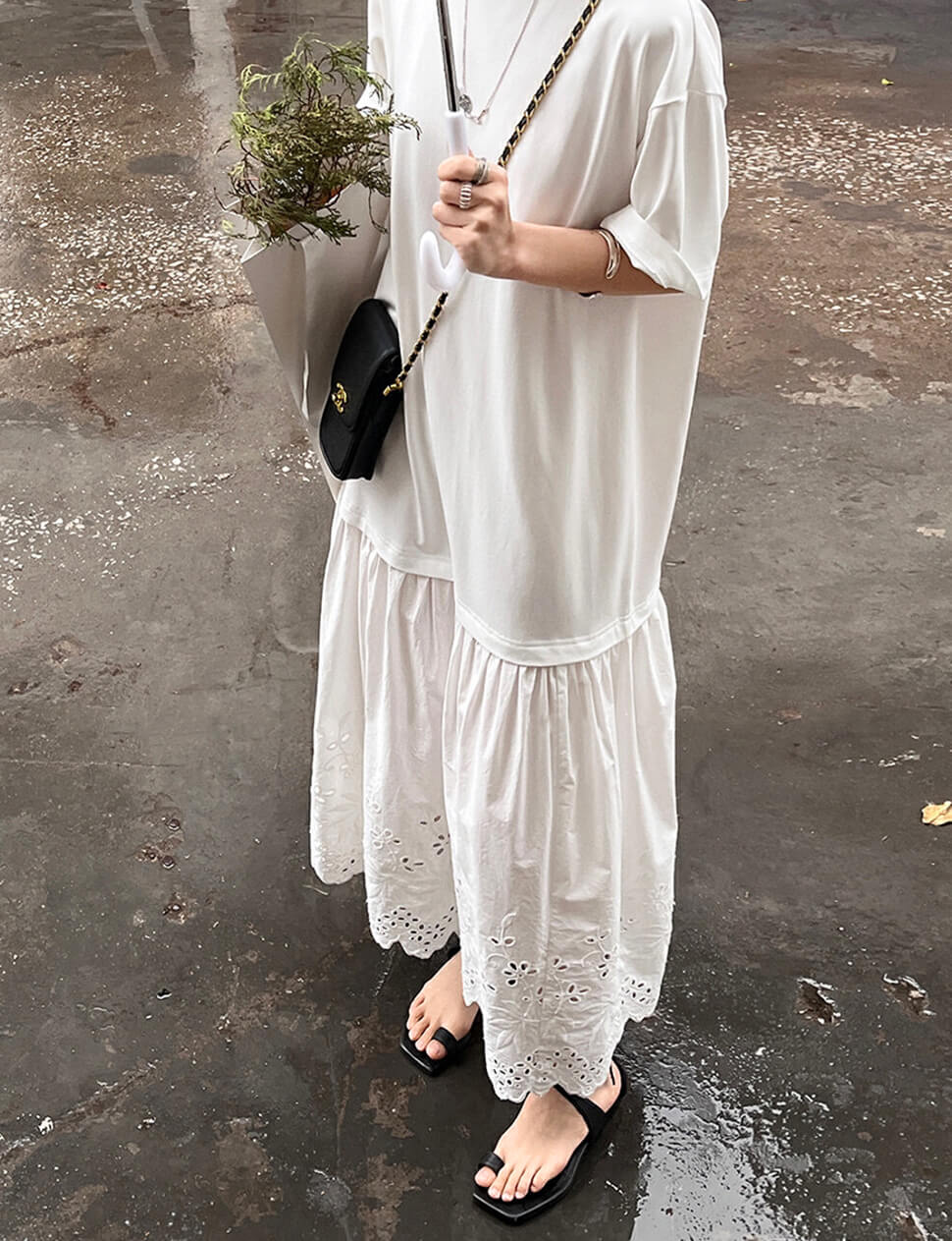White Eyelet Tee Dress-BESTSELLER White Eyelet Tee Dress-BESTSELLER