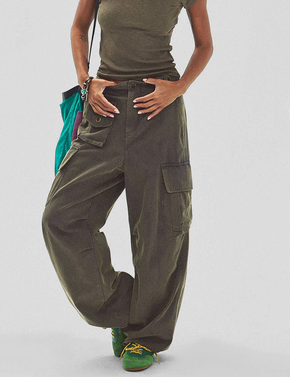Wide-Leg Cargo Pants-PREORDER