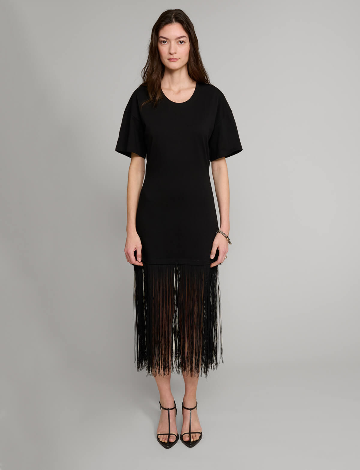 cotton fringe dress Akris Fringe Mesh Midi Dress