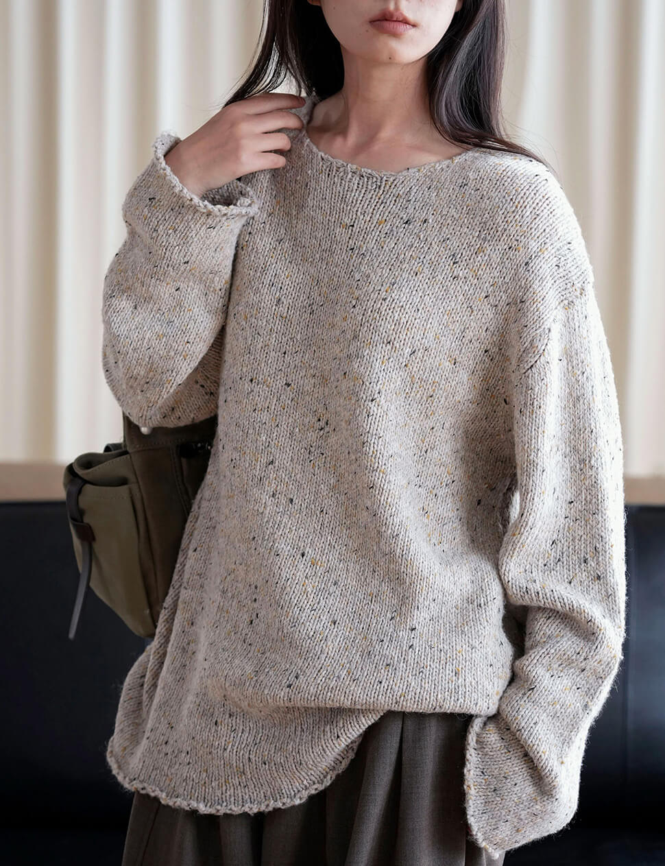 Crew-Neck Oversized Sweater in Oat -PREORDER