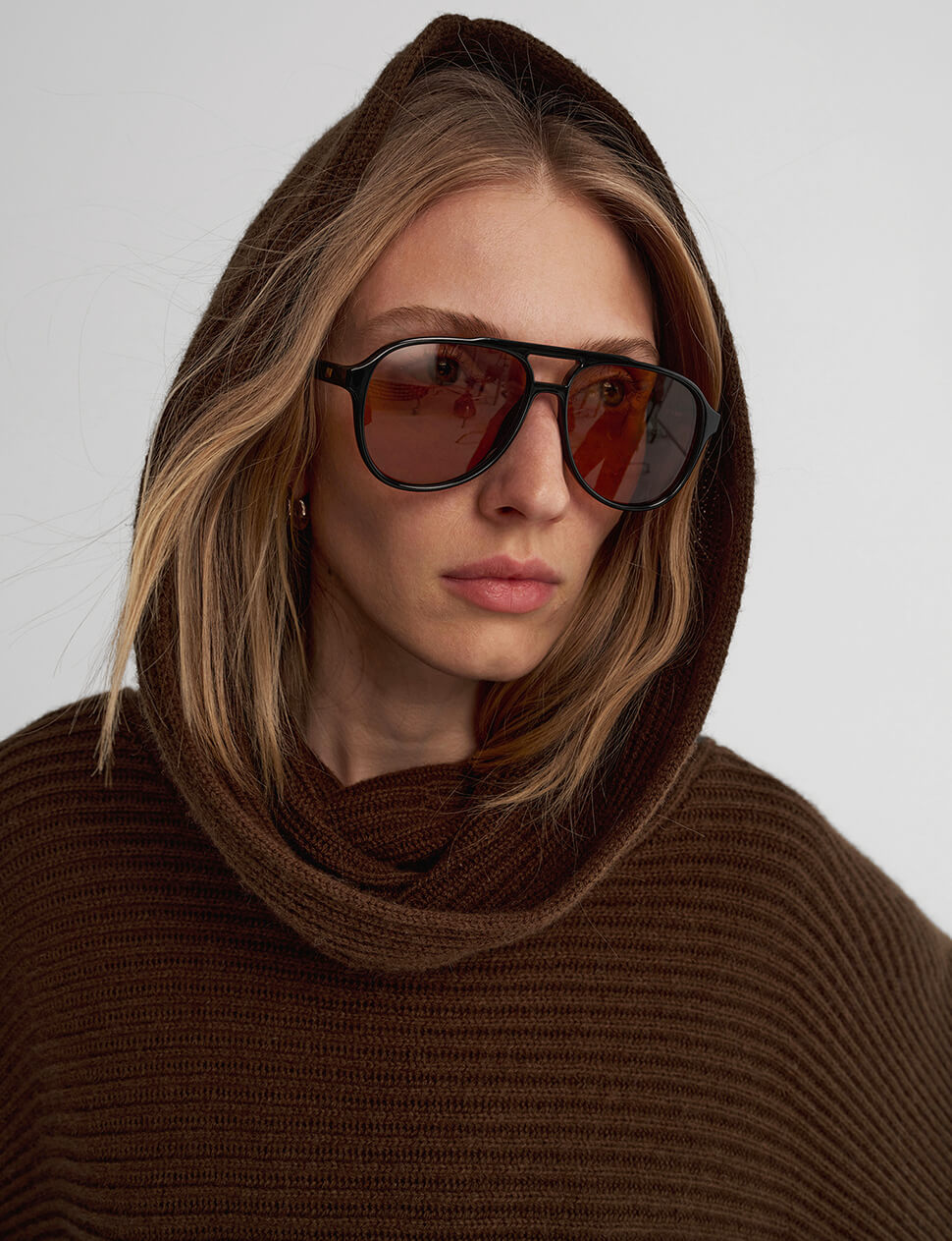 Ribbed Cowl Neck Sweater in Coffee-PREORDER