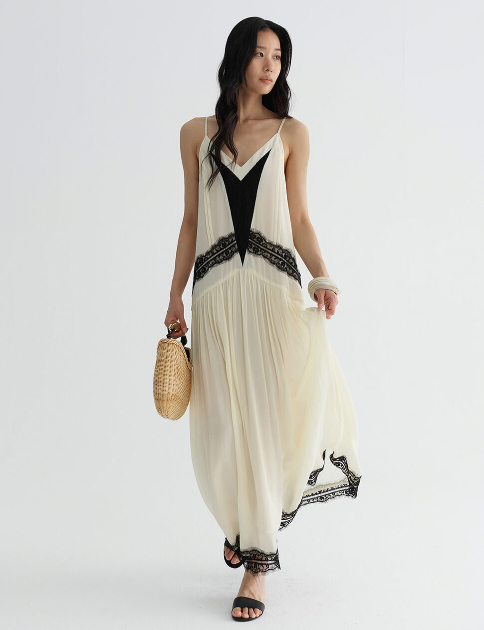 Ivory Lace-Trim Slip Maxi Dress-PREORDER