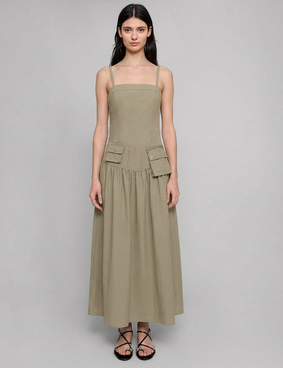 Khaki Utility Pocket Dress