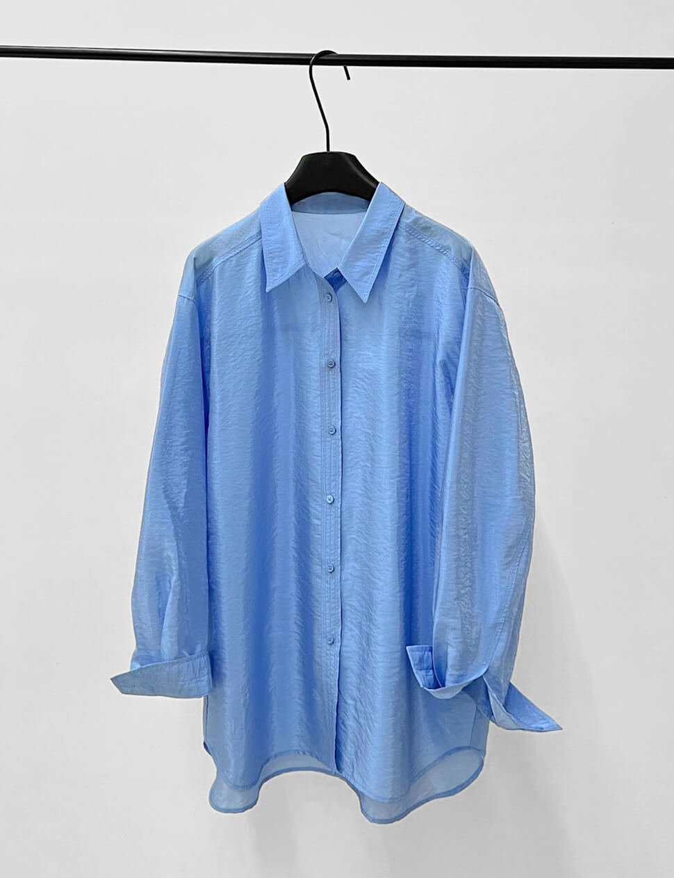 Light-Blue Silky Oversized Shirt-PREORDER