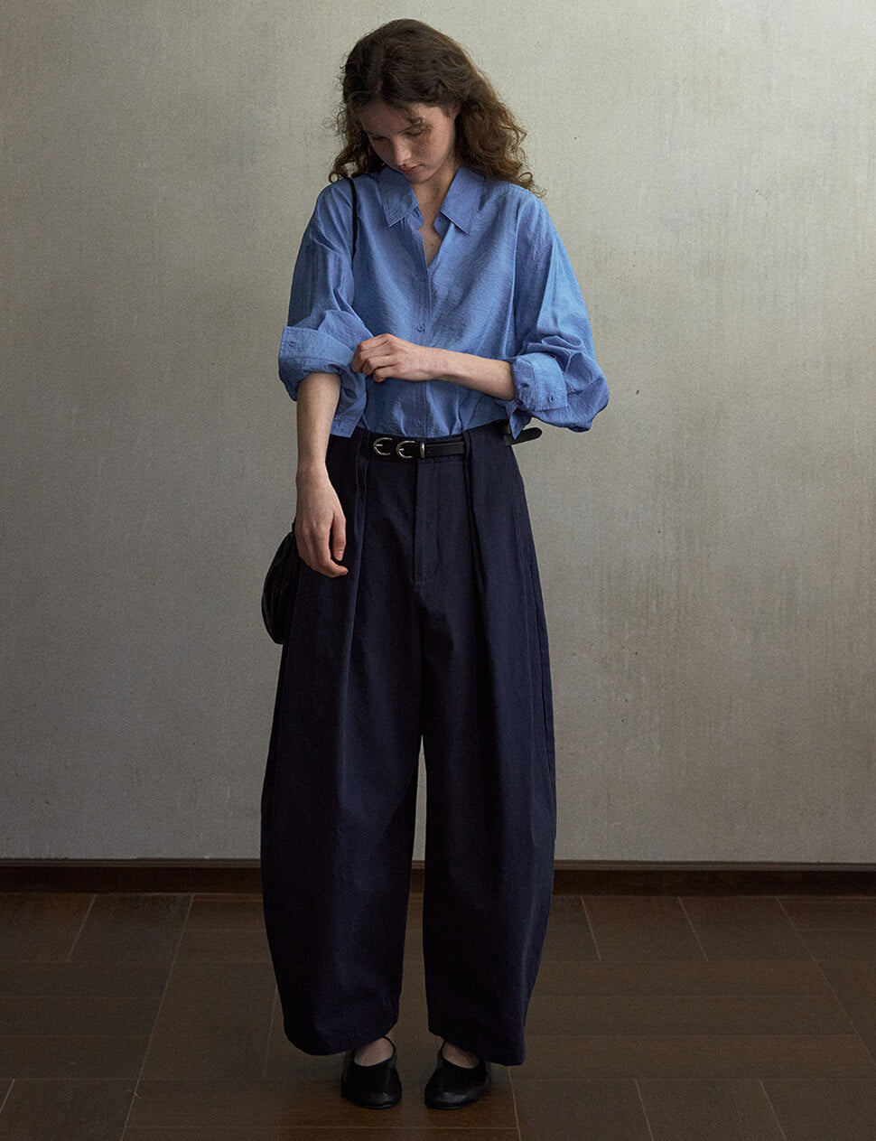 Light-Blue Silky Oversized Shirt-PREORDER