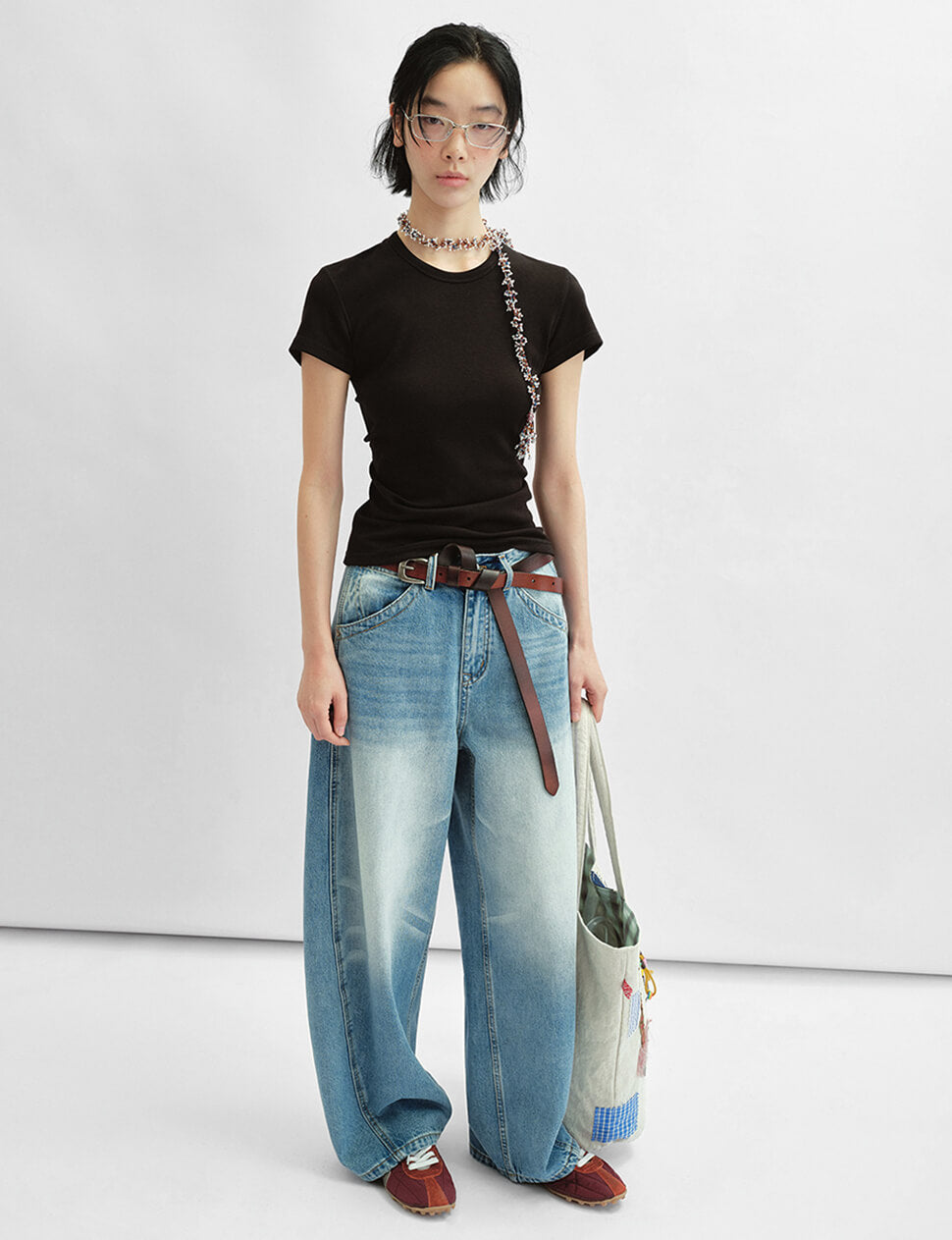 Brown Long Leather Belt with Silver Buckle-PREORDER