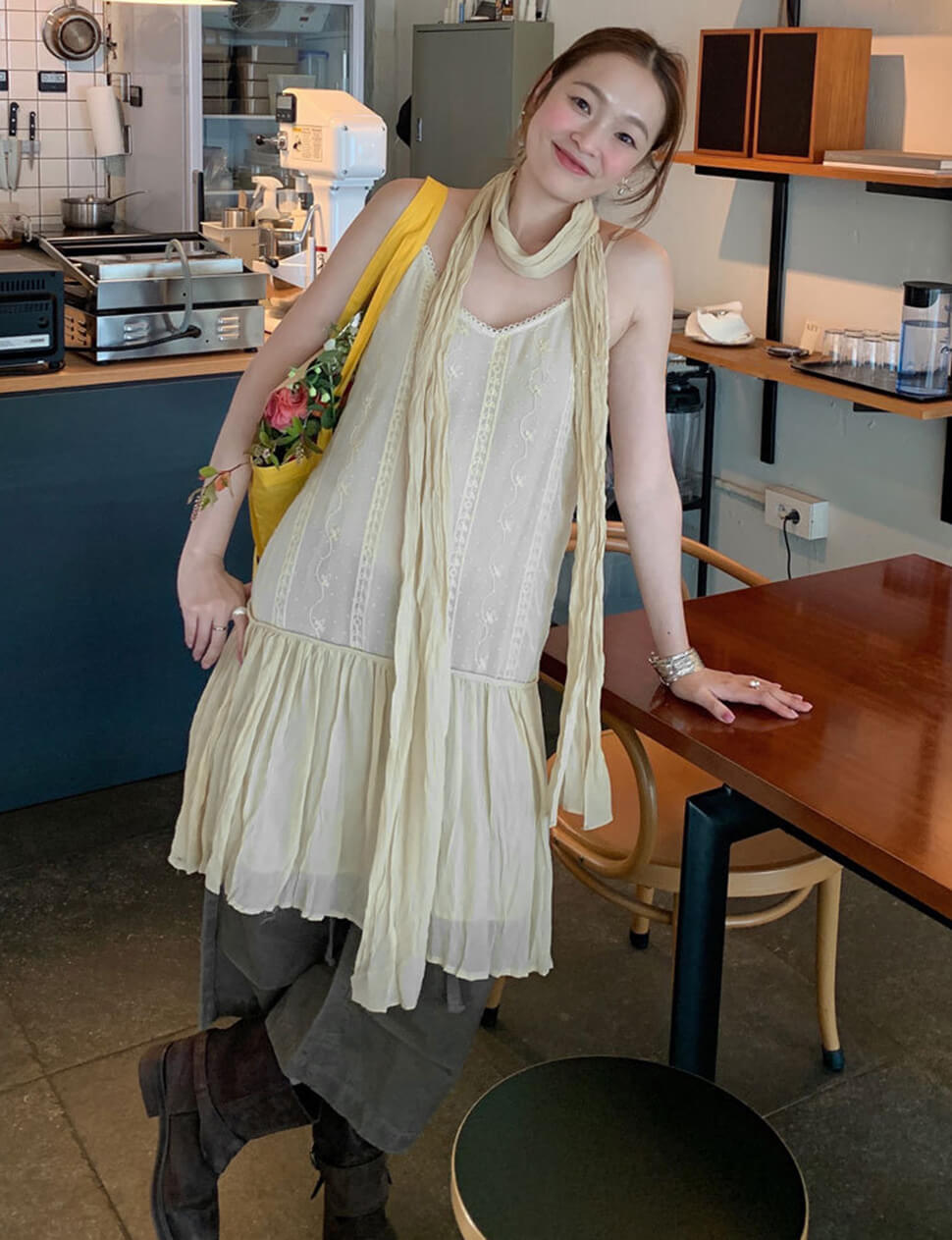 Drop Waist Embroidered Cami Dress-PREORDER