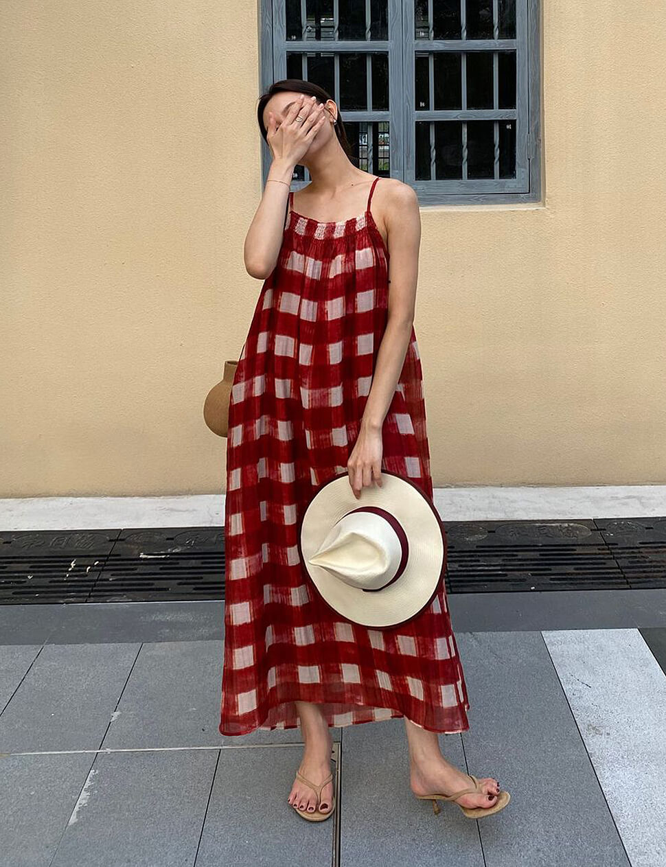Red Gingham Slip Dress-PREORDER