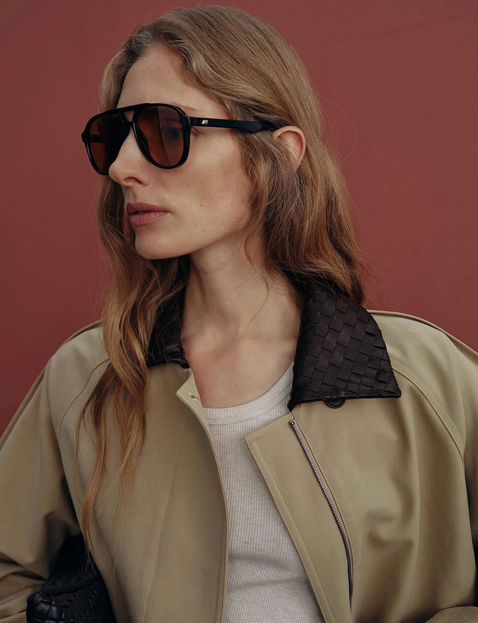 Structured Cotton Twill Cocoon Jacket with Contrast Leather Collar -PREORDER