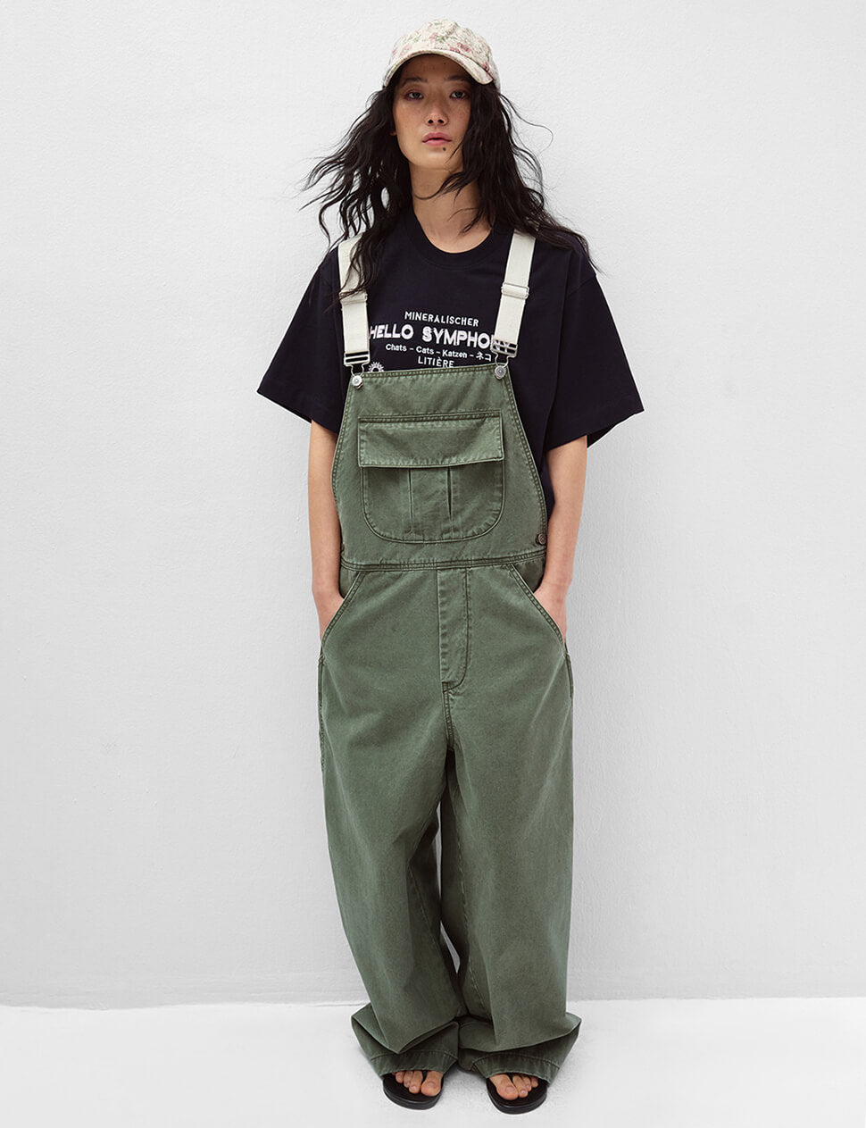 Wide-Leg Khaki Overalls-PREORDER