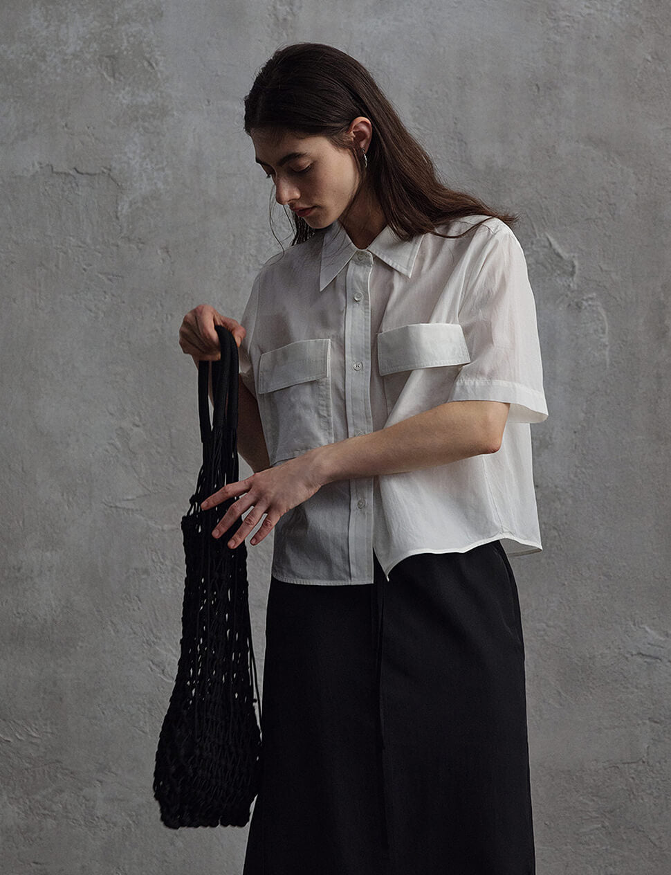 White Boxy Pocket Shirt-PREORDER