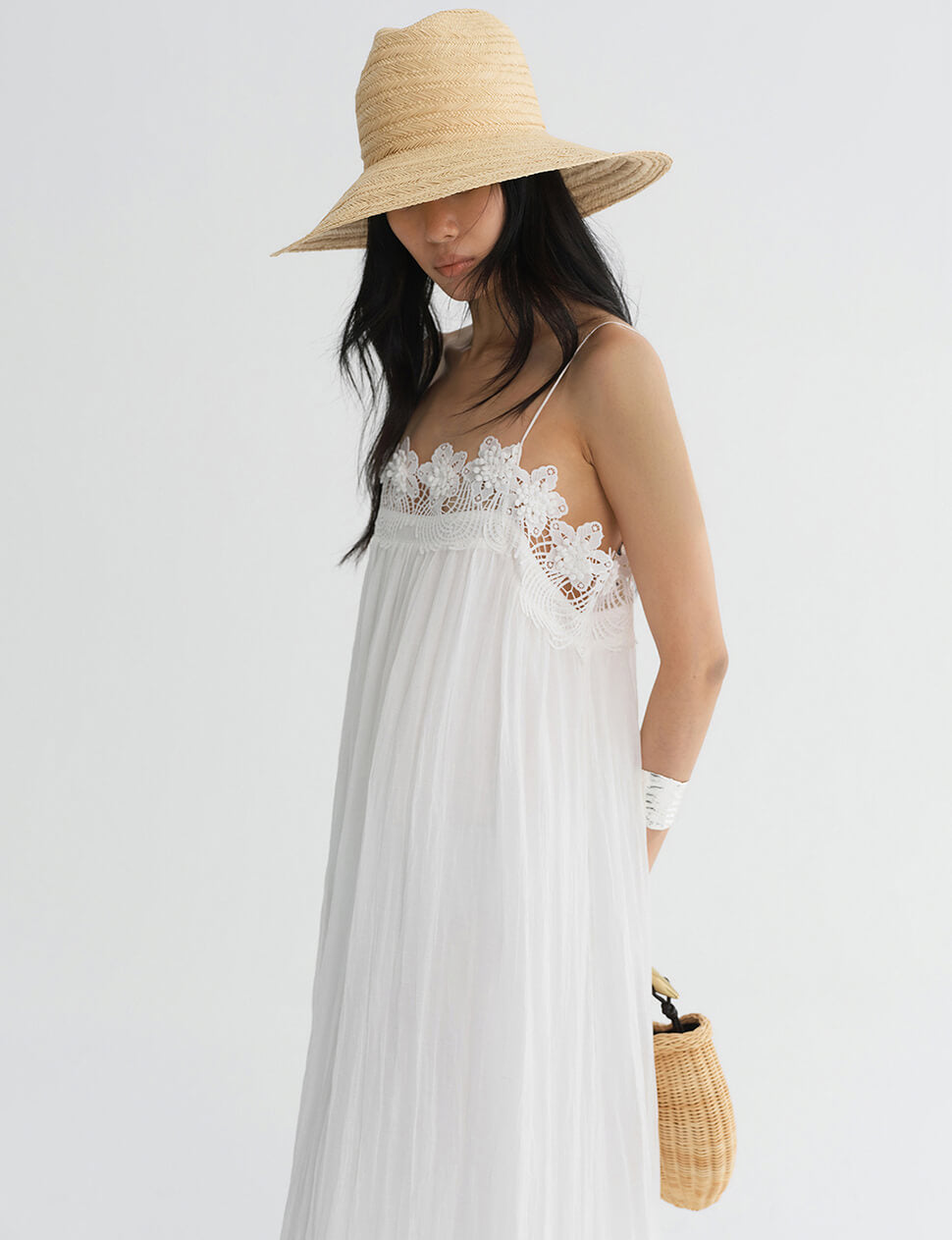White Floral Crochet Lace Maxi Dress-PREORDER