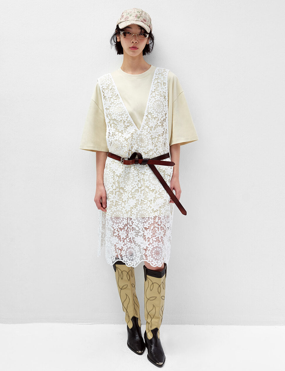 White Floral Lace Tank Dress-PREORDER