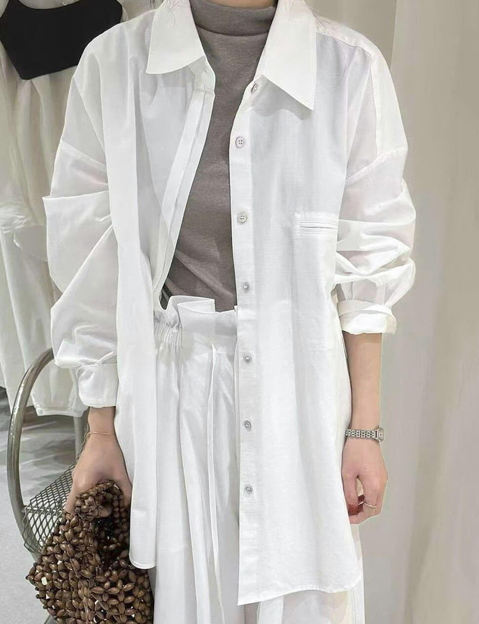 Oversized Button-Down Shirt-PREORDER