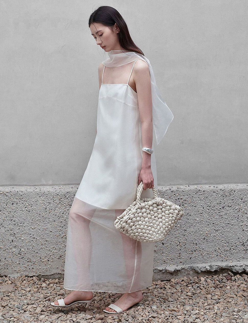 Sheer Organza Overlay Slip Dress-PREORDER