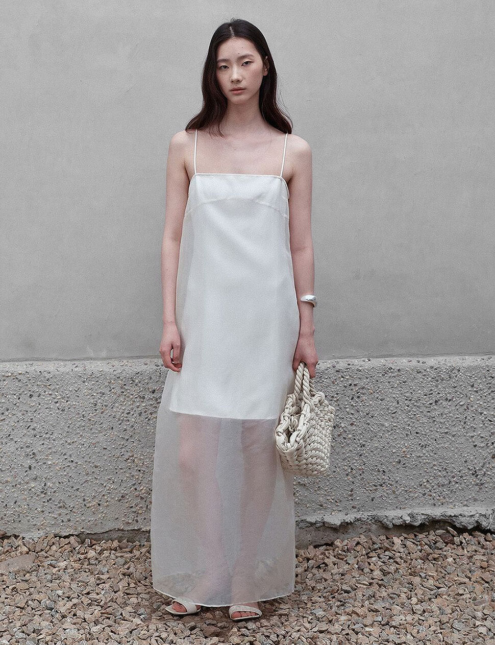Sheer Organza Overlay Slip Dress-PREORDER