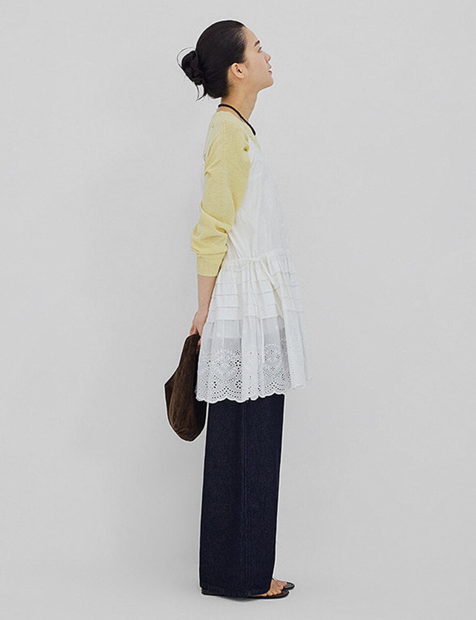 White Eyelet Ruffle Mini Dress-PREORDER