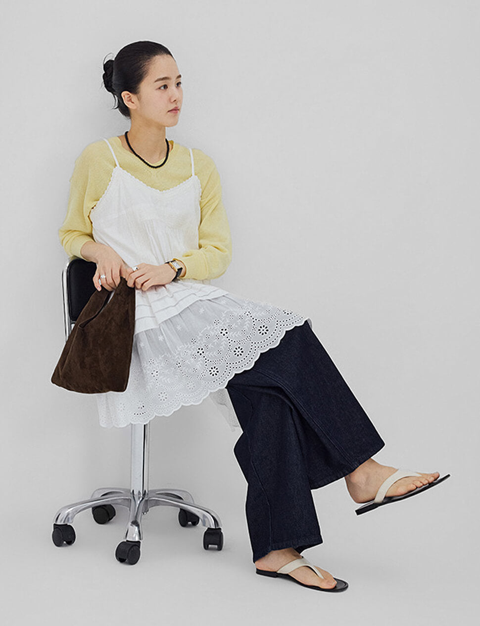 White Eyelet Ruffle Mini Dress-PREORDER