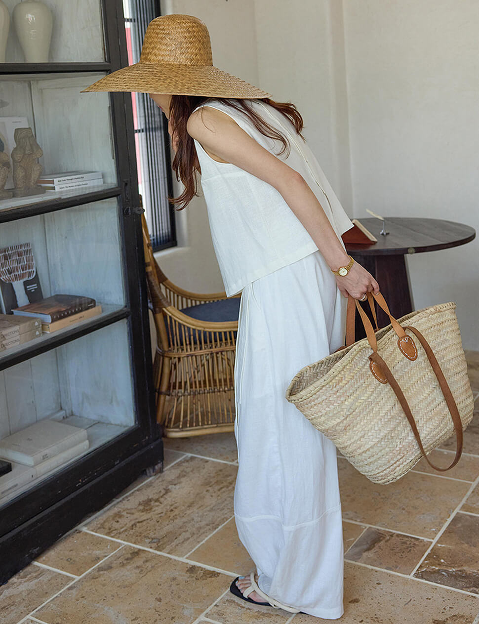 Wrap-Front Wide-Leg Trouser in White-PREORDER