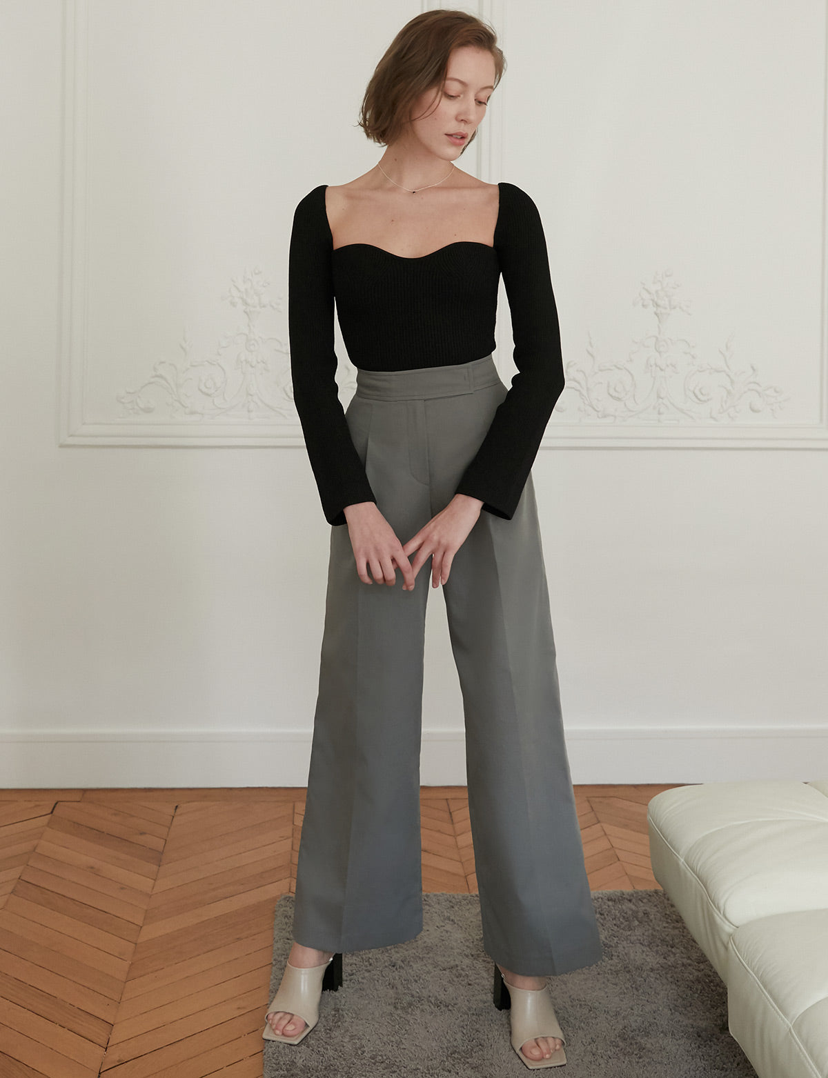 Chiara Knit Bustier Top in Black-BESTSELLER