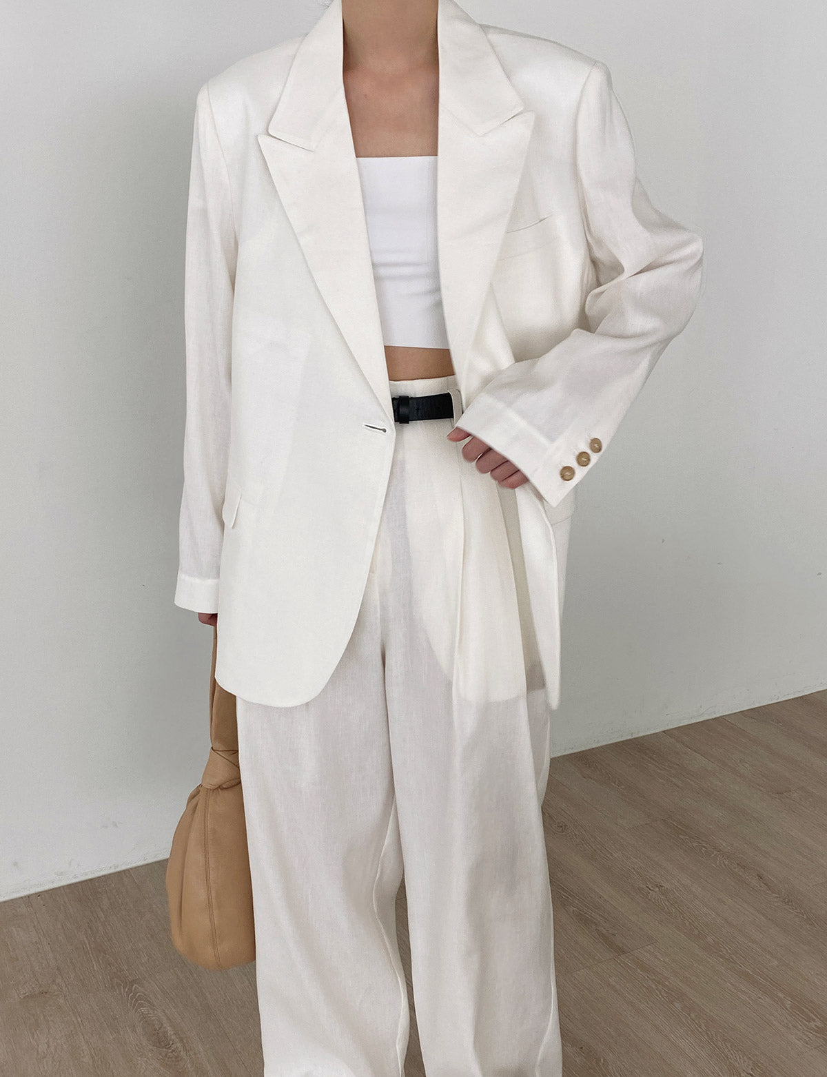 Ladies white linen blazer sales