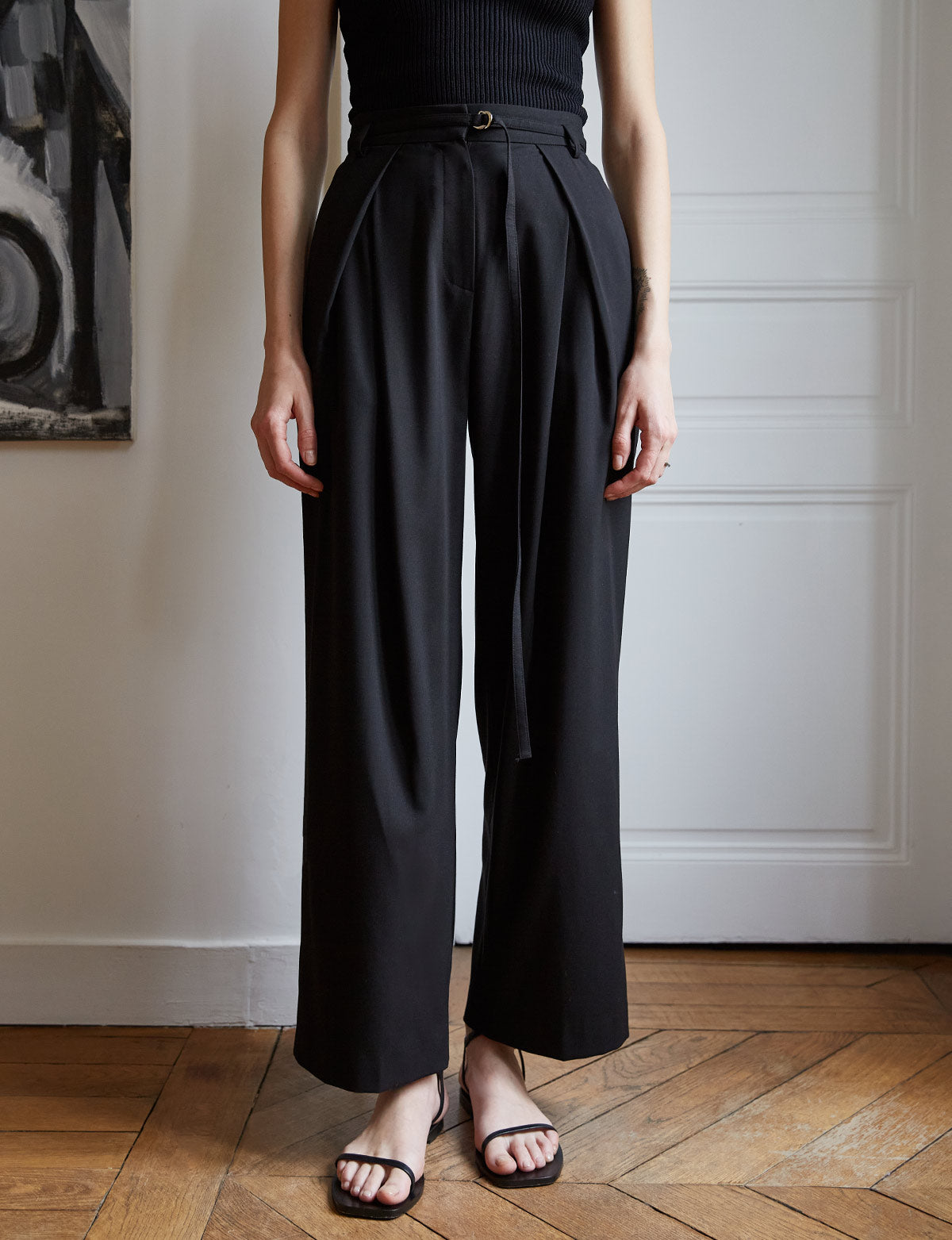 Zoe Belted Pants in Black-BESTSELLER