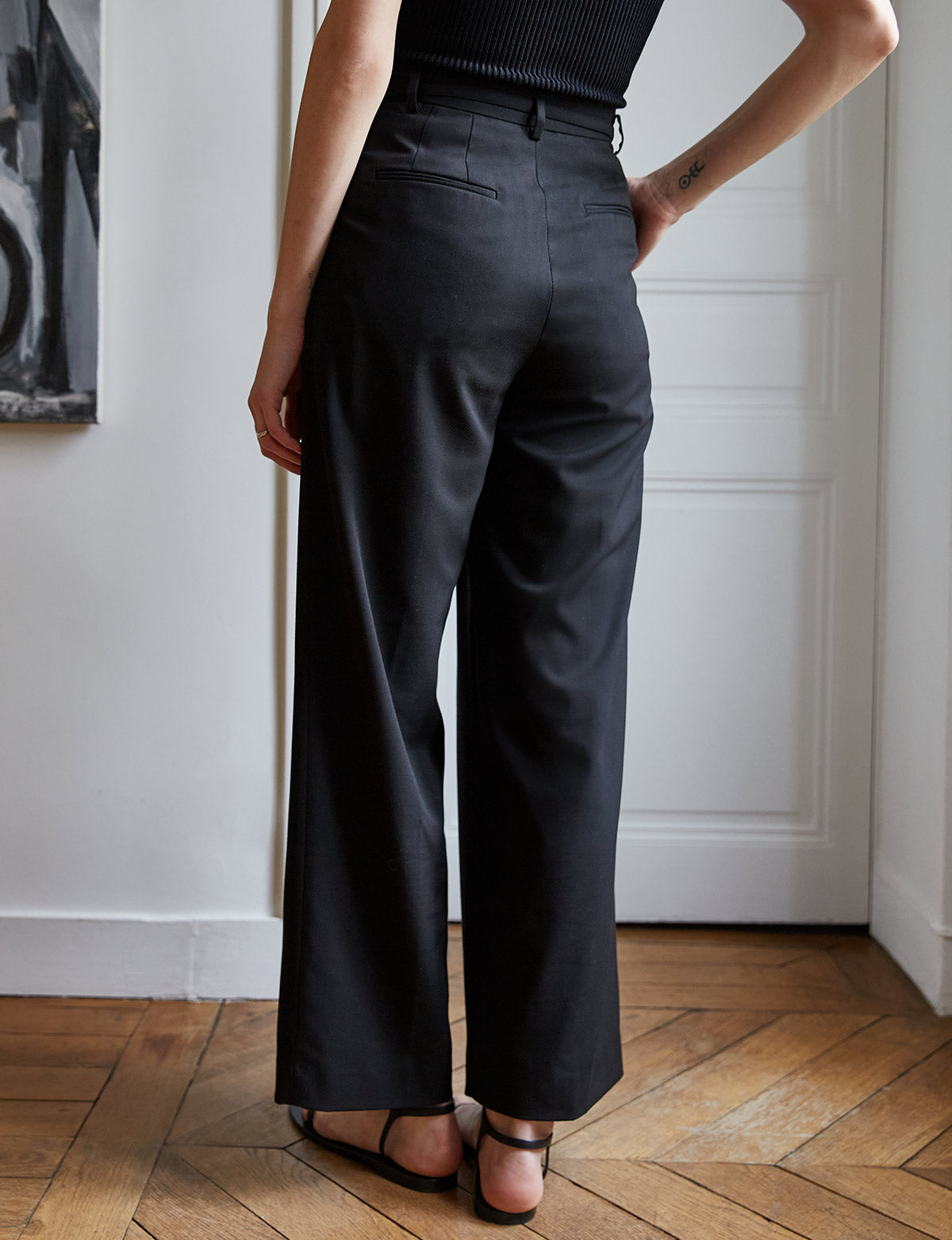 Zoe Belted Pants in Black-BESTSELLER