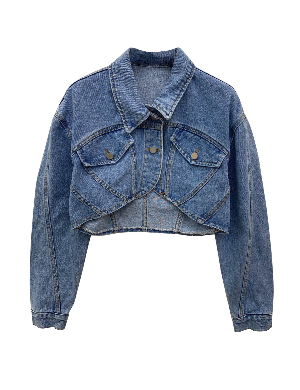 Crop Padded Bolero Denim Jacket-BESTSELLER