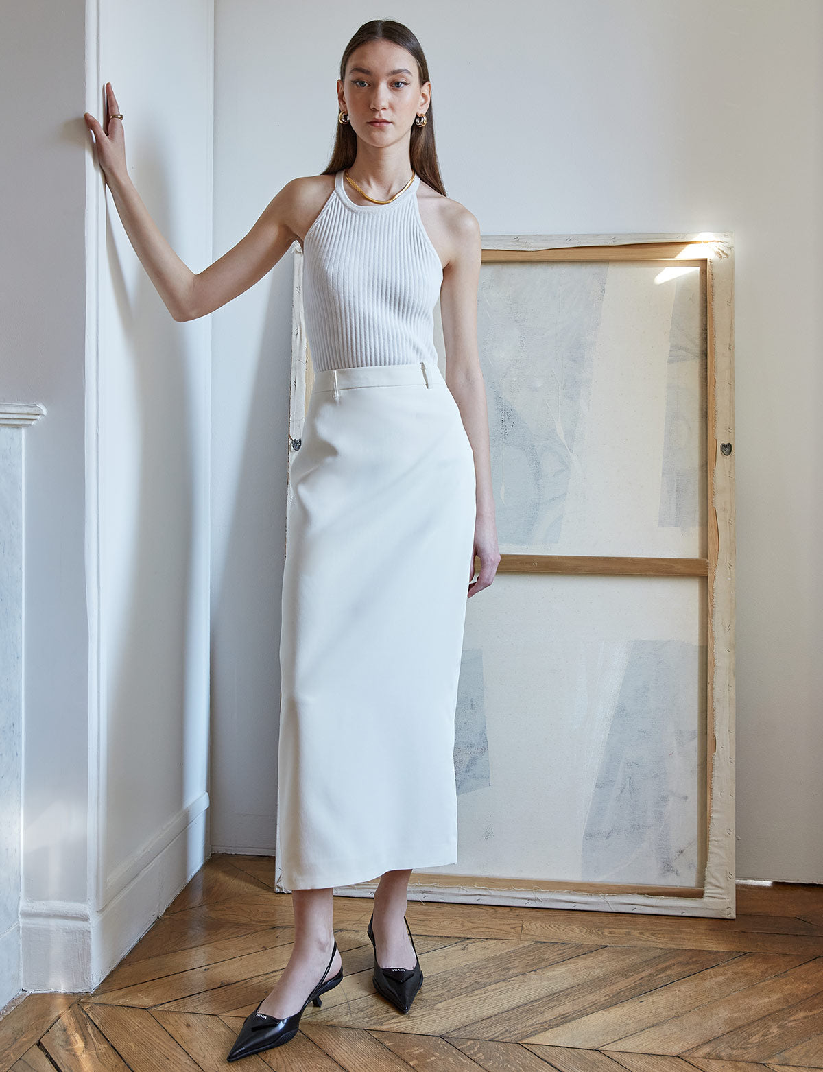 Nia White Maxi Skirt-PREORDER
