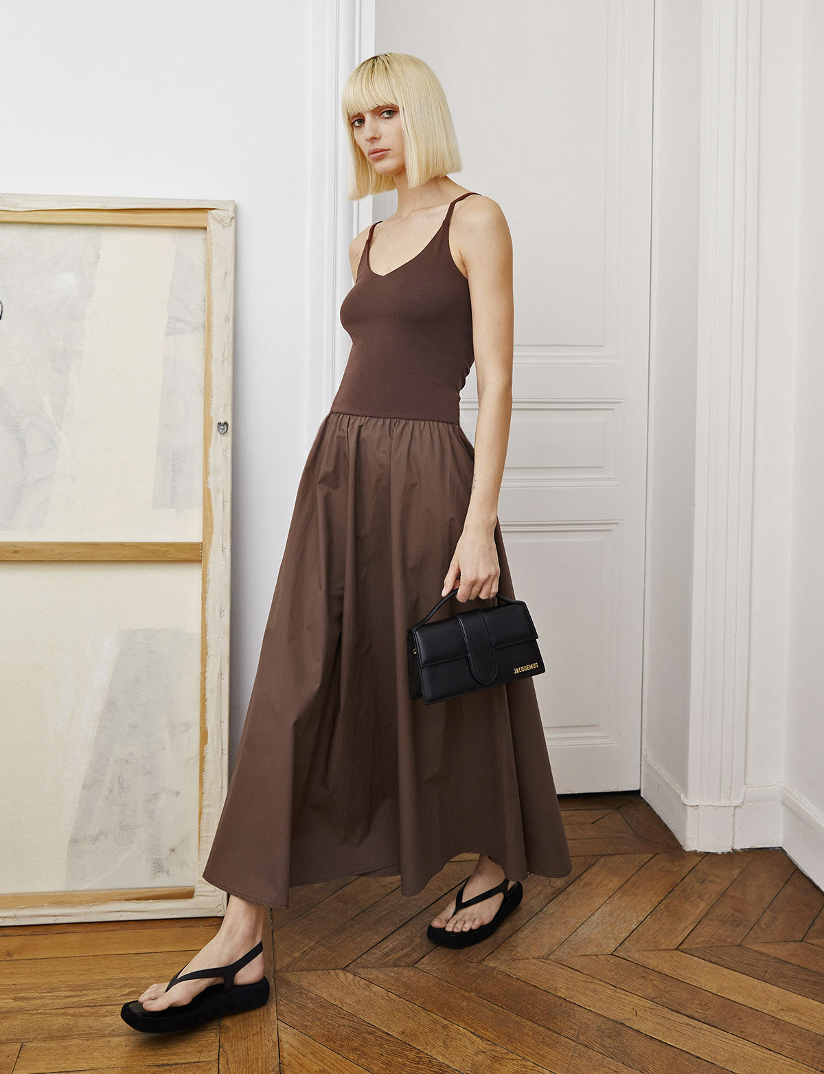 Bea Combination Maxi Dress in Brown