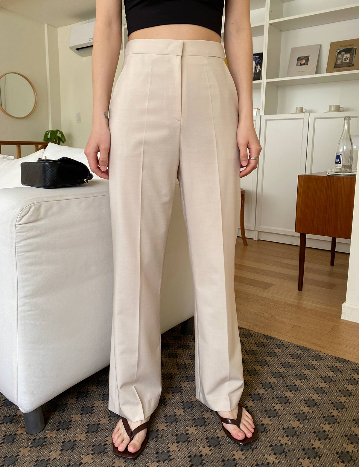 Tan Straight Suit Trousers S Tan Straight Suit Trousers S